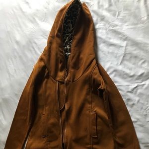Brown Jacket with leopard print inside hood